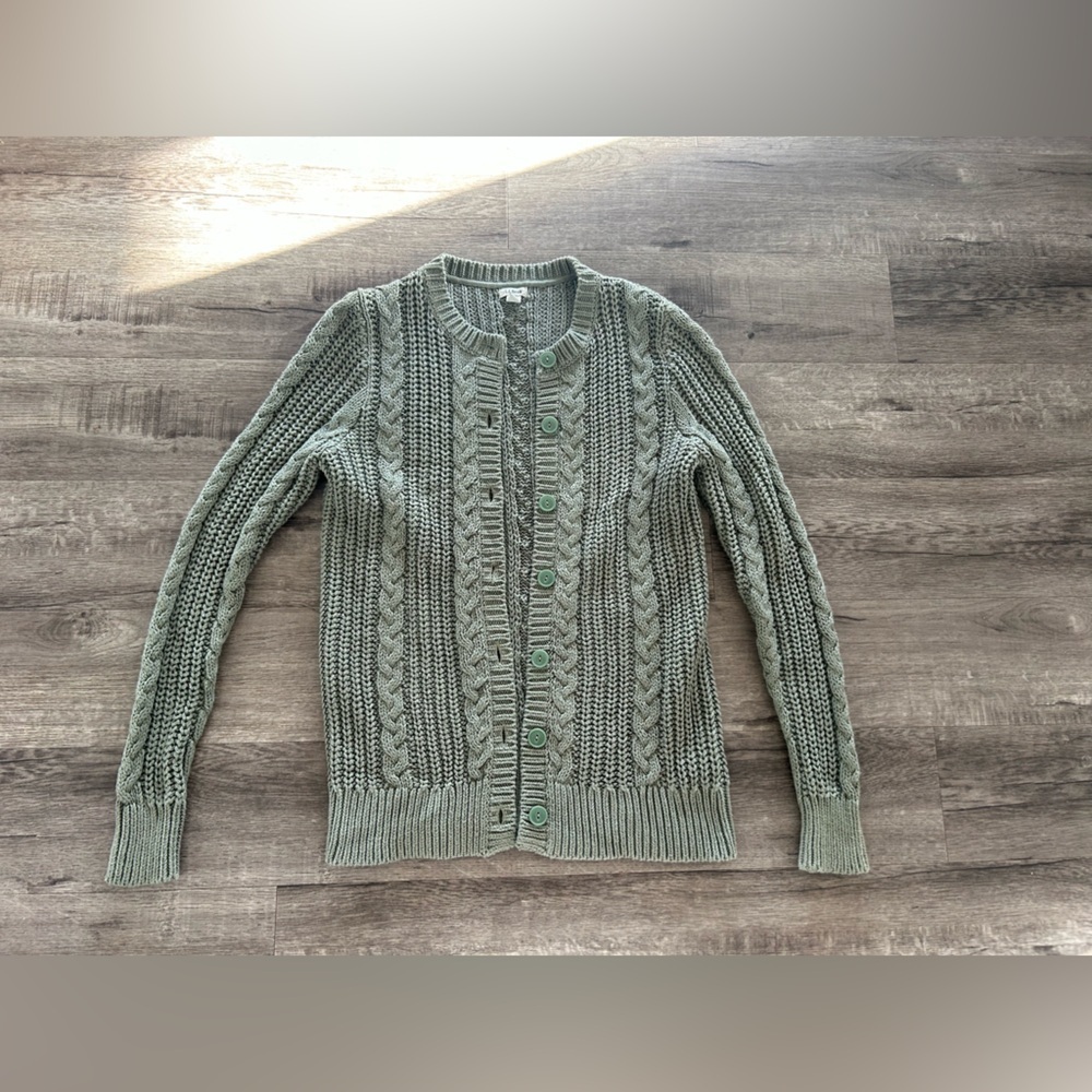 Womenโs LL Bean 100% Cotton Cable Knit Cardigan S